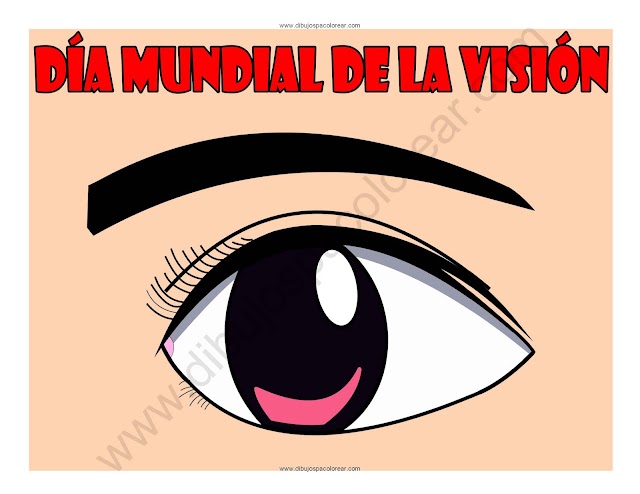 Día mundial de la visión dibujo a color y para colorear.
